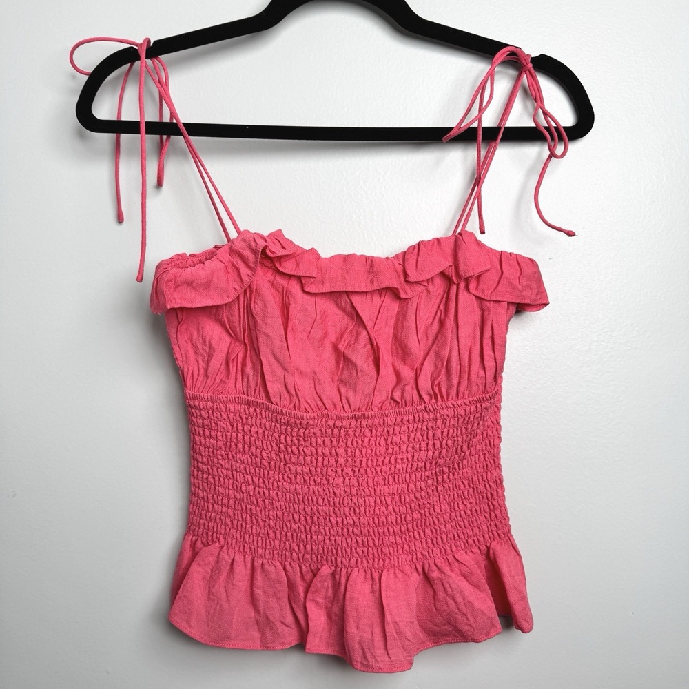 LUSH Women's Size Small Hot Pink Smocked Tank Top NWT
